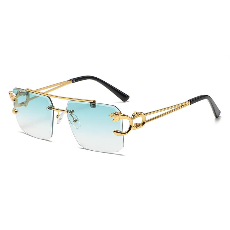 Stylish Panther Embellished Rimless Sunglasses