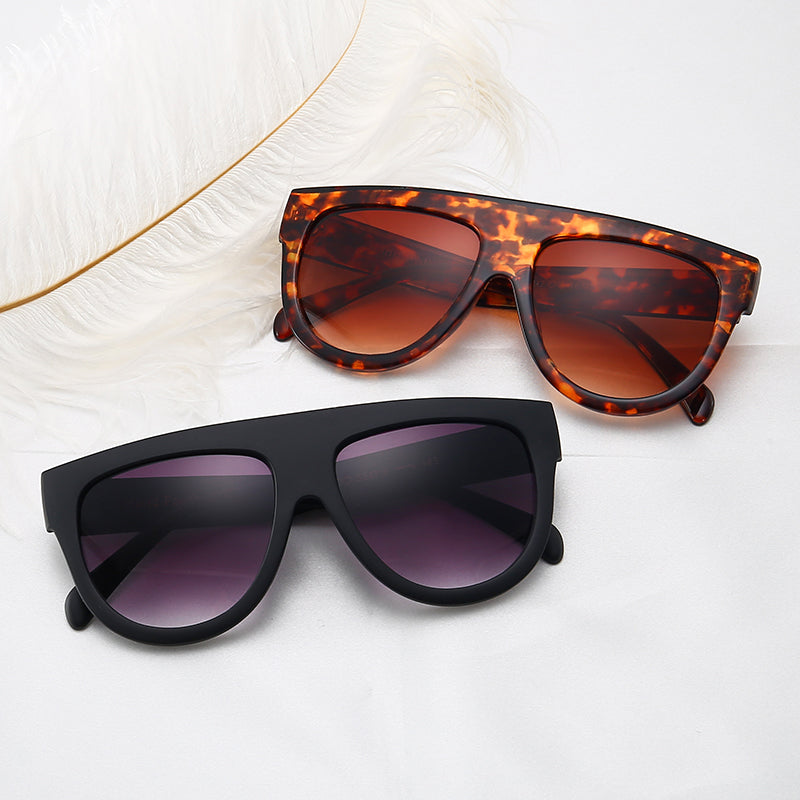 Flat Top Brand Designer Women Oversized Shades Sunglasses