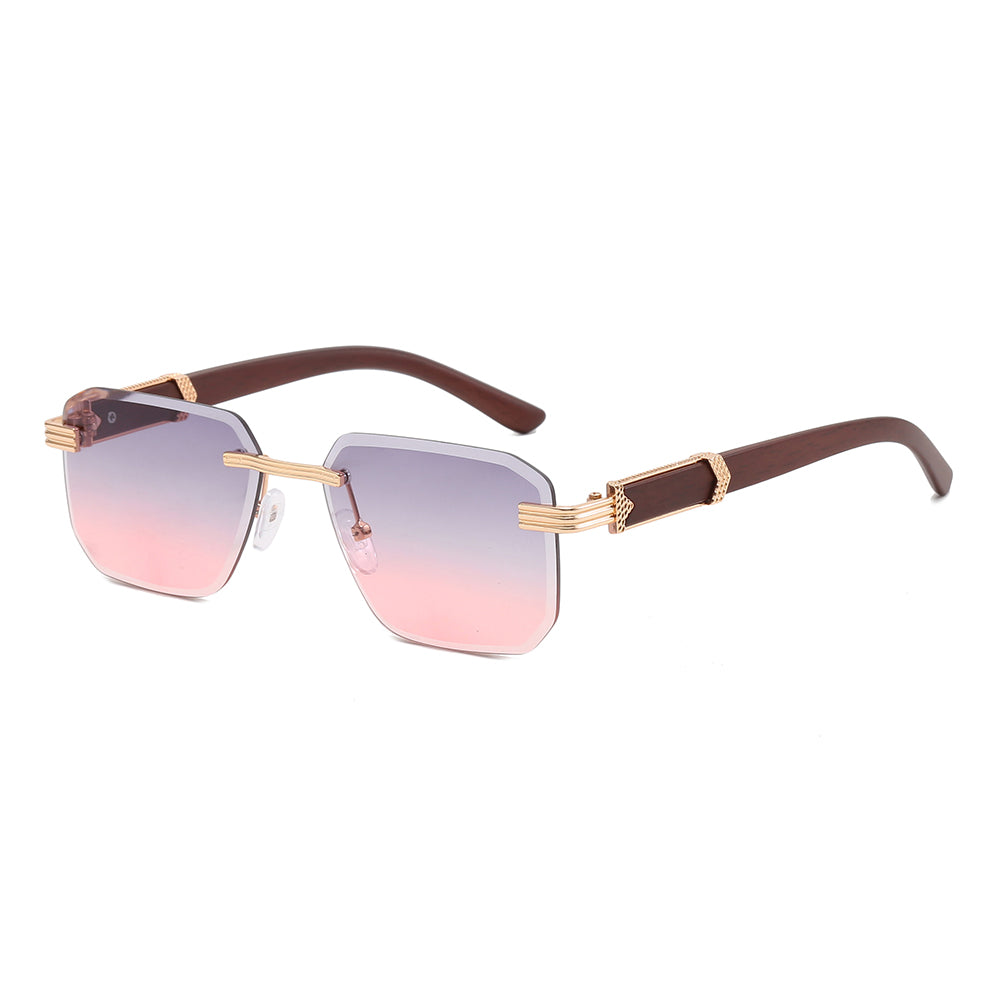 Wholesale China Faux Wood Small Rectangle Rimless Sunglasses - Superhot ...