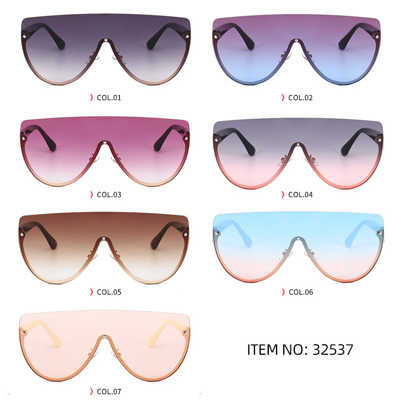 Half Frame Flat Top One Piece Lens Shades Sunglasses
